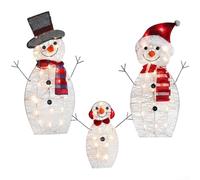snowchecking LED Illuminated Snowman Outdoor Set For Christmas Decoration With Ground Socket Suitable For Yard Or Garden Use(sets of snowmen)
