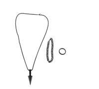snowchecking Modular Dark Geometry Jewelry Set 45cm Chain | 3-piece modular set, arrow pendant, etched chain, magnetic clasp, matte black finish