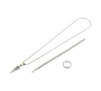 snowchecking Modular Dark Geometry Jewelry Set 45cm Chain | 3-piece modular set, arrow pendant, etched chain, magnetic clasp, matte black finish