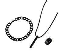 snowchecking Modular Dark Geometry Jewelry Set 45cm Chain | 3-piece modular set, arrow pendant, etched chain, magnetic clasp, matte black finish