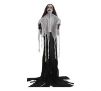 Snowchecking Movement And Sound Activated For Halloween Bride Prop With Red LED Eyes And Creepy Audio Effects For Indoor And Covered Outdoor(A)
