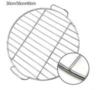 Snowchecking Round Stainless Steel BBQ Grid With Handle For Camping And Outdoor Cooking, Welding Process Easy Cleaning And Food Safety(40cm)