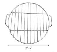 Snowchecking Round Stainless Steel BBQ Grid With Handle For Camping And Outdoor Cooking, Welding Process Easy Cleaning And Food Safety(35cm)
