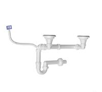 Snowchecking Stainless Steel Sink Drain Pipe,with U-Shape Water Seal, Anti-Odor Wall-Mounted Kitchen Waste Pipe, 360° Adjustable Length 180-230mm,for American Style Double(114/304)