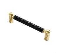 snowchecking Two Tone Cabinet Pulls, Mixed Finish Cabinet Handles, Knurled Grip Design, Espresso Brown and Brushed Nickel, 128mm Hole Center, Zinc Alloy, Easy DIY(128-Gold + Black)