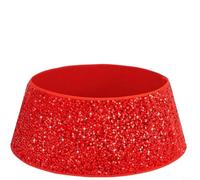 Snowchecking Velvet Christmas Tree Collar Featuring Sequin Detailing, Collapsible And Space Efficient, Maintains Tidy Base Around Tree(Red)