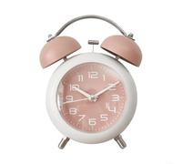 Snowchecking Vintage Metal Twin Bell Alarm Clock,with Night Light, Extra Loud Ringing No Tick-Tock,for Heavy Sleepers, Silent Non-Ticking,for Bedroom Home Office Dorm, Green(Pink)