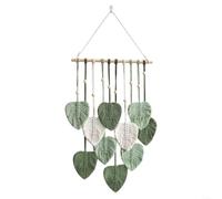 Snowchecking Wall Hanging Green Leaf Tassel Tapestry Handmade Cotton Leaf Pattern Wall Tapestry Boho Wall Hanging Art Woven Decor For Bedroom Living Room Office Apartment Ornament(40 * 90 Green)