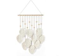 Snowchecking Wall Hanging Green Leaf Tassel Tapestry Handmade Cotton Leaf Pattern Wall Tapestry Boho Wall Hanging Art Woven Decor For Bedroom Living Room Office Apartment Ornament(40 * 80 pure white)