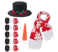 Snowchecking Winter Snowman Decorating Kit Snowman Hat Scarf Eyes Nose Mouth Making Building Accessories Outdoor Activity Set With Dress Up Accessories(A)
