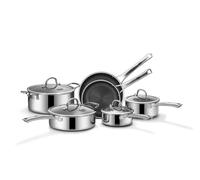 SNOWCLAD Pots and Pans Set Non Stick, 10 Pcs Hybrid Stainless Steel Cookware Sets, Non Stick Frying Pans, Saucepans, Saute Pan & Stock Pot, PFOA Free Kitchen Skillet,Induction Compatible