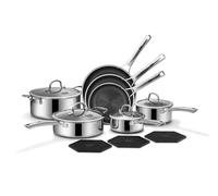 SNOWCLAD Pots and Pans Set Non Stick, 14 Pcs Hybrid Stainless Steel Cookware Sets, Non Stick Frying Pans, Saucepans, Saute Pan & Stock Pot, PFOA Free Kitchen Skillet,Induction Compatible