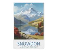 Snowdon Mountain Railway，Nostalgic Man Cave Tin Metal Sign Hanging Wall Plaque Kitchen Shed Garage(20x30cm）8x12 inch-W89