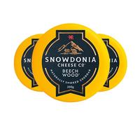 Snowdonia Beechwood Smoked Cheddar 3 x 200g | Naturally Smoked Welsh Cheddar Cheese | Award Winning Gourmet Cheese | Creamy Smoky Flavour | Vegetarian Cheese