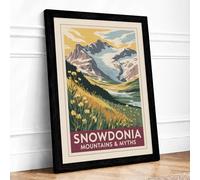 Snowdonia Mountains & Myths Vintage Framed Wall Art Print A1