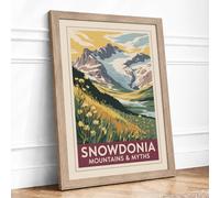 Snowdonia Mountains & Myths Vintage Framed Wall Art Print A3 (42×29.7cm)