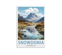 Snowdonia North Wales Vintage Travel Poster 24x36inch(60x90cm) Canvas Print for Living Room, Bedroom, Dorm, Home, Office Wall Decoration