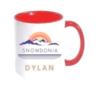 Snowdonia Retro Personalised Welsh Mug - Custom Name Coffee Mug - Unique Wales Gift - Cymraeg Present for Him or Her (RED)