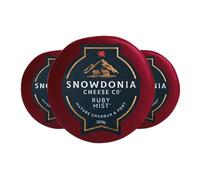 Snowdonia Ruby Mist Cheddar with Port & Brandy 3 x 200g | Welsh Cheddar Infused with Port & Brandy | Gourmet Waxed Cheese | Cheeseboard Cheese | Vegetarian