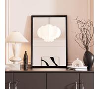 Snowdool Black Bathroom Mirror, 45x65cm Wood Grain Frame Rectangular Mirror | Faux Wooden Trim, Waterproof PS Frame, 3.2MM Tempered Glass, Horizontal/Vertical Wall Mount For Bedroom, Hallway, Farmhouse