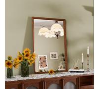 Snowdool Wood Grain Framed Wall Mounted Mirror, 45x65cm Walnut Rectangular Bathroom Mirror, Farmhouse Hallway With Tempered Glass, Hangs Horizontal or Vertical Decorative for Living Room, Bedroom