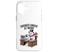 Snowed Under at Work Funny Office Holiday Case for iPhone 16 Plus