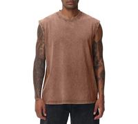 SnowElve Mens Workout Tank Tops Sleeveless Tee Shirts Men Muscle Shirt Gym Acid Wash T Shirts Running Beach Loose Fit Tee, Coffee, S