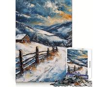 Snowfall Oil Painting Puzzles for Adults 1000 Puzzles Strengthen Memory Anxiety Relief Smooth Edge Warm Surprise (50x75cm)