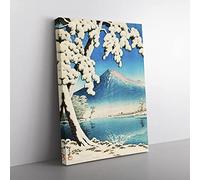 Snowfall On Mount Fuji By Tsuchiya Koitsu Asian Japanese Canvas Wall Art Print Ready to Hang, Framed Picture for Living Room Bedroom Home Office Décor, 50x35 cm (20x14 Inch)