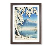 Snowfall On Mount Fuji By Tsuchiya Koitsu Asian Japanese Framed Print | A4 Walnut Framed Wall Art | Ready to Hang | Asian Landscape Picture | Living Room Bedroom Lounge Office