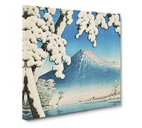 Snowfall on Mount Fuji by Tsuchiya Koitsu Canvas Print | Gallery Wrapped 30mm Frame Wall Art | 20x20 inches | Ready to Hang | Modern Picture | Living Room Bedroom Lounge Office