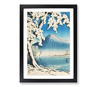 Snowfall on Mount Fuji by Tsuchiya Koitsu Framed Print | A2 Black Framed Wall Art | Ready to Hang | Modern Landscape Picture | Living Room Bedroom Lounge Office