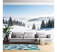 Snowfield Pine Forest Photo Wallpaper 3D Effect Non-Woven Wallpaper Natural Landscape Panoramic Wall Mural for Living Room-Custom Home Decor-Not Peel N' Stick Snowfield Pine Forest 150Cmx106Cm(Wxh)