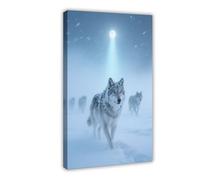 Snowfield Wolf Pack Wolf Pack Canvas Poster Wall Art Print Picture Paintings 08x12inch(20x30cm)