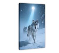 Snowfield Wolf Pack Wolf Pack Canvas Poster Wall Art Print Picture Paintings 16x24inch(40x60cm)