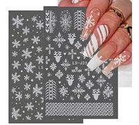 Snowflake Airbrush Nail Stickers Stencils French Star Heart Butterflies Maple Leaf Designs Decals Printing Template DIY Stencil Tool for Manicure Decorations (4 Sheet)