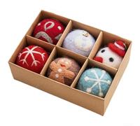 Snowflake and Tree Wool Felt Hanging Ornaments Set for Christmas Tree Decoration and Seasonal Home Accents (D)
