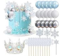 Snowflake Balls Cake Toppers Frozen Princess Cake Decoration Tiara Crown Birthday Decoration for Birthday Boho Party Supplies