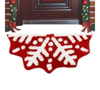Snowflake Bathroom Rug - Semi Circular Non-Slip Bath Carpet | Porch Mat, Soft Cozy Accent Area Rugs, Christmas Decoration