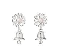 Snowflake Bell Cz Dangle Drop Christmas Earrings for Women Silver/Gold-Tone Dainty Sparkly Crystal Winter Flower Heart Dangling Studs Xmas Santa Party Outfit Accessories Costumes Jewelry, S, Copper
