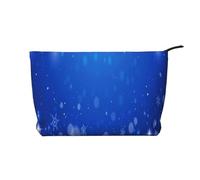 Snowflake Blue Winter Christmas, Cosmetic Bag Corduroy Makeup Bag Portable Travel Toiletry Bag
