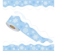 Snowflake Border Trim, Light Blue Winter Design, Scalloped Edge, Classroom Bulletin Board Decoration