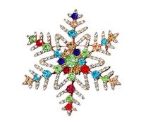 Snowflake Brooch Pins for Women,Vintage Rhinestone CZ Winter Flower Lapel Pins Crystal Christmas Brooch Badge Pins Cloth Dress Accessories Jewelry for Christmas, L, Copper Rhinestone, no gemstone
