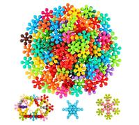 Snowflake Building Blocks - 100PCS 3D Stereo Rotatable Snowflake Plum Stem Toys | Interlocking Solid Stem Building Blocks for Preschool, Kids Educational Construction Fun
