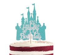 Snowflake Castle Happy 14th Birthday Cake Topper, Winter Princess Themed 14 Years Old Bday Cake Decorations, Winter Wonderland 14th Birthday Party Decorations Silver Blue Glitter (14)