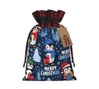 Snowflake Christmas Penguin Christmas Burlap Gift Bags With Drawstring And Tags - Tiny Small Gift Bags For Xmas Candy And Christmas Supplies, Christmas Drawstring Gift Bags 8.3×11.8in