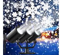 Snowflake Christmas Projector Lights Outdoor 2025 Upgraded Triple Head Snowflake Projector with Timer Waterproof LED Snowfall Projector for Holiday for Christmas Decoration