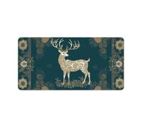 Snowflake Christmas Reindeer Desk Mat with Stitched Edges, Rubber Mouse Mat for Keyboard Mats Non-Slip Waterproof Desk Pad Office Supplies Large Gaming Mouse Pad for Home Work