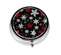 Snowflake Christmas Small Pill Box 3 Compartment Portable Pill Box for Purse Pocket Galaxy Mini Medicine Organiser for Daily Vitamin Fish Oil Storage
