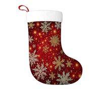 Snowflake Christmas Stocking, Christmas Festive Star Sparkle Red Xmas Stocking Gifts for Home Fireplace Bedroom Office Shop Holiday Decor 11x18 Inch
